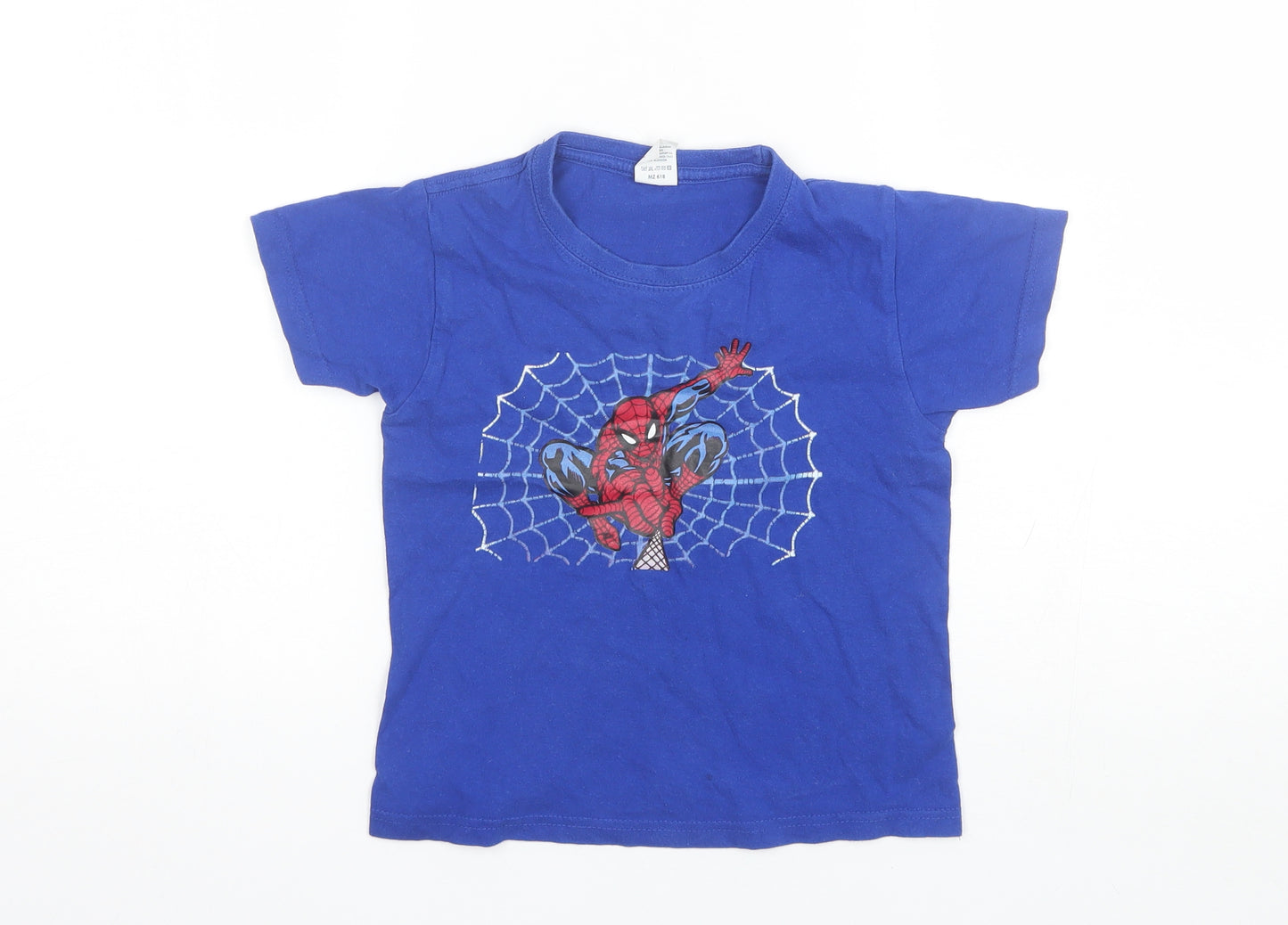 Anbor Boys Blue  Cotton Basic T-Shirt Size 5-6 Years Round Neck  - Spiderman