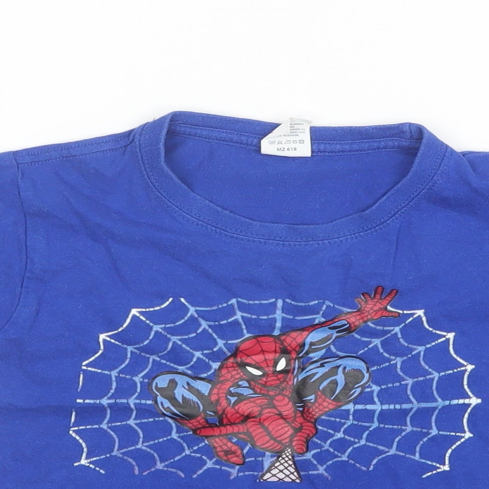 Anbor Boys Blue  Cotton Basic T-Shirt Size 5-6 Years Round Neck  - Spiderman