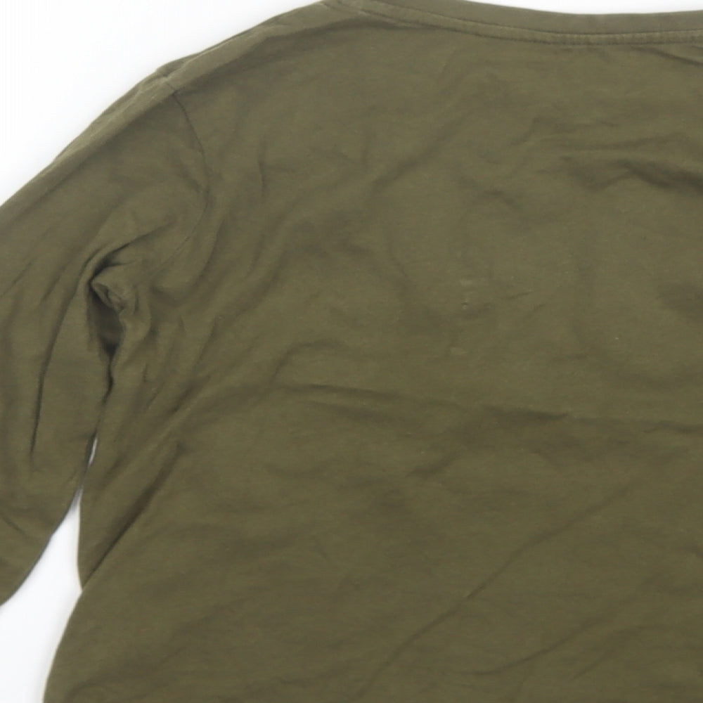 Primark Boys Green  Cotton Basic T-Shirt Size 6-7 Years Round Neck