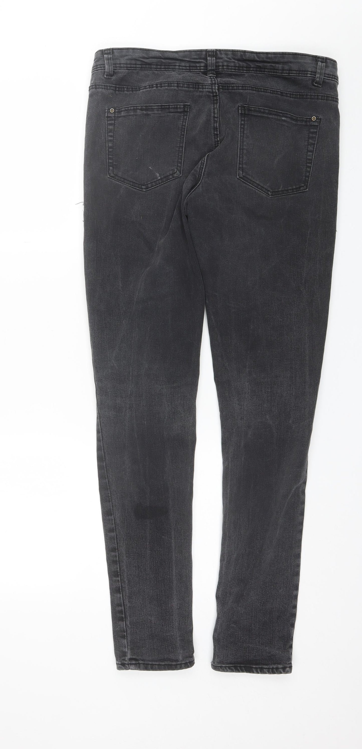 Preworn Womens Black  Cotton Skinny Jeans Size 12 L31 in Regular