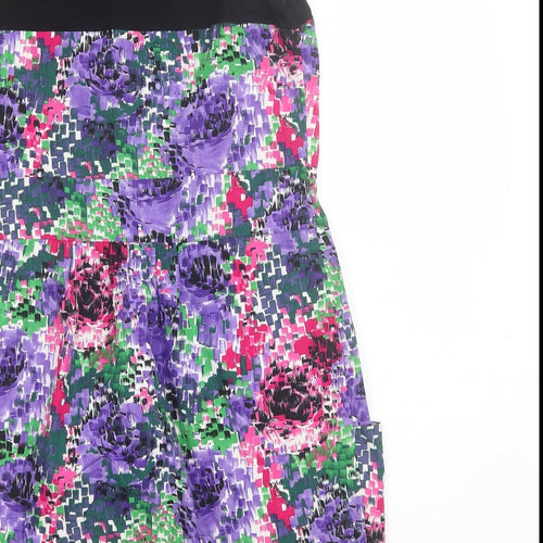 Internationale Womens Purple Floral Cotton Shift  Size 14  Round Neck