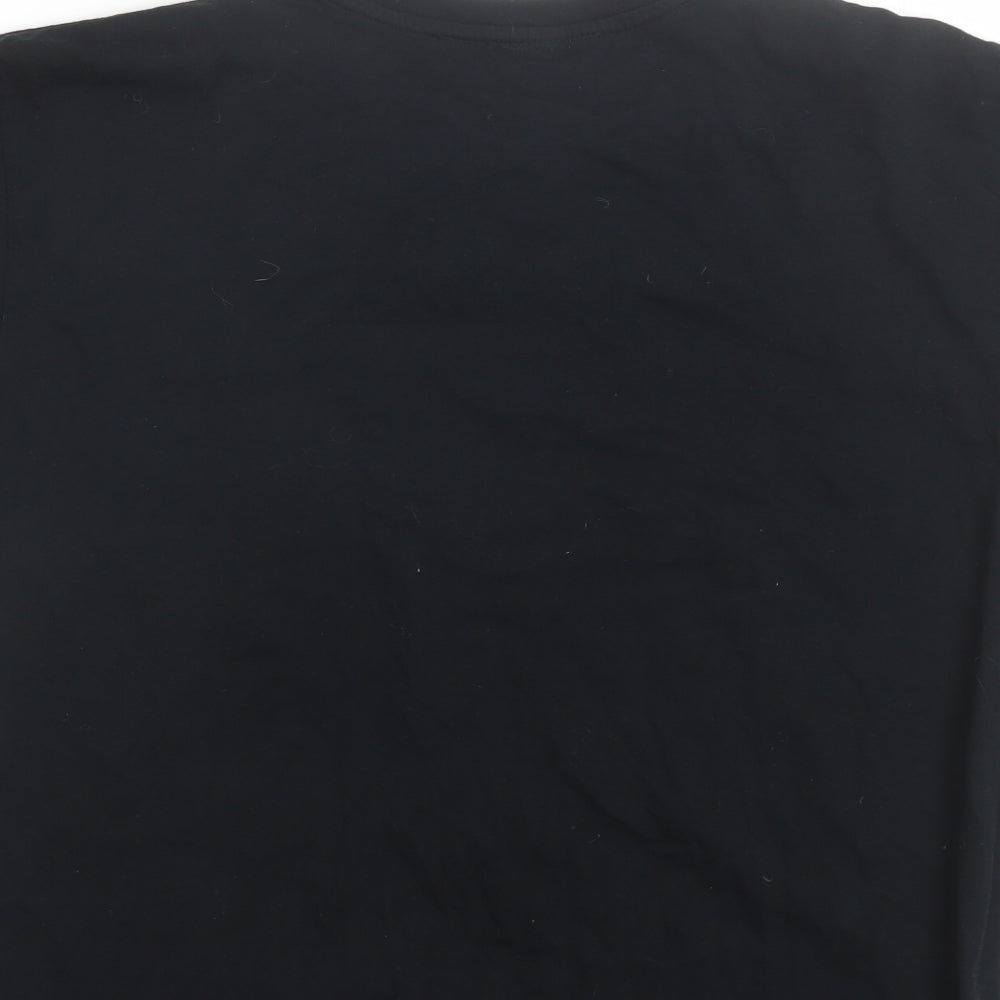 Alice takes a trip Womens Black  Cotton Basic T-Shirt Size M Round Neck