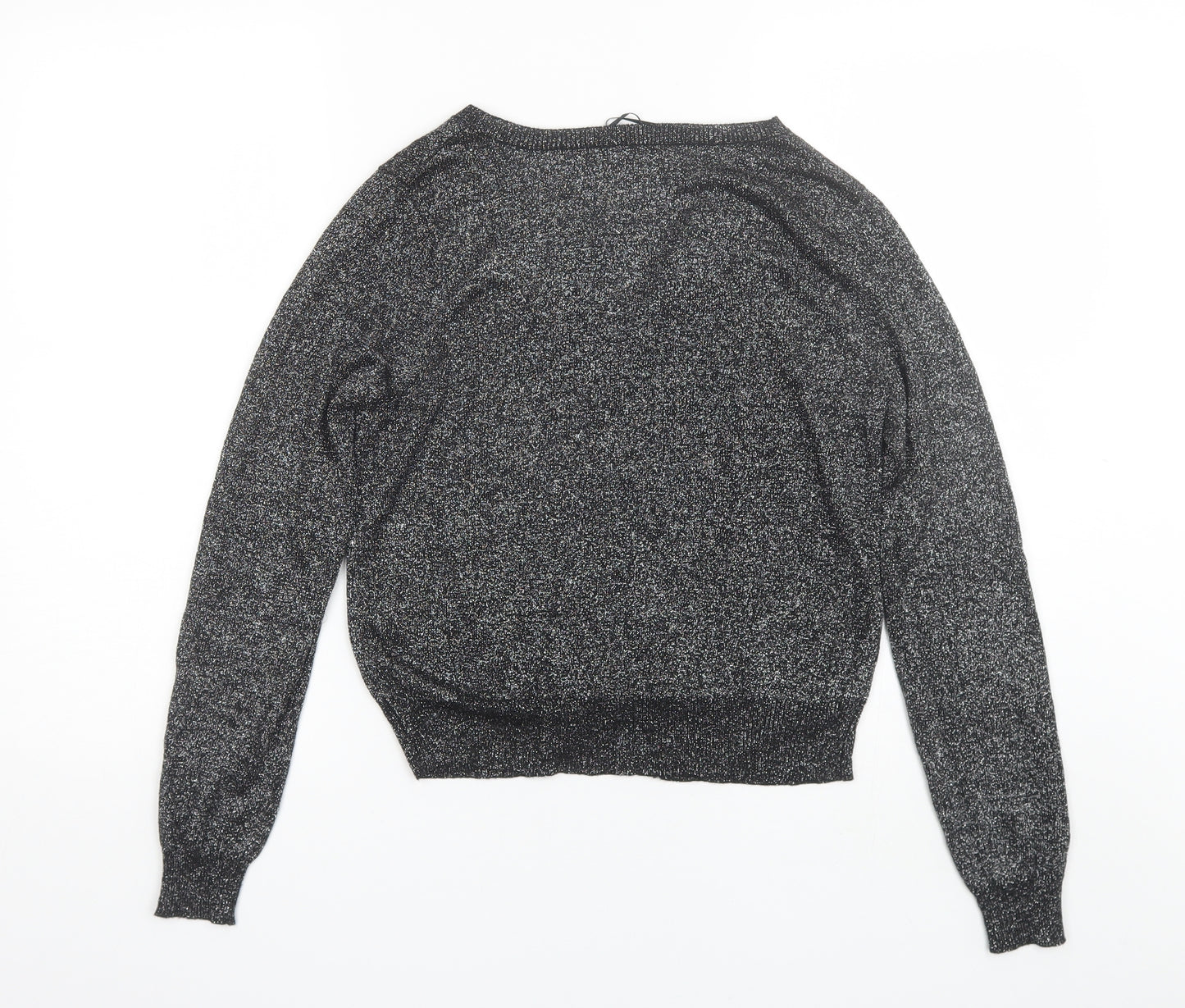 F&F Womens Black Round Neck  Viscose Cardigan Jumper Size 10