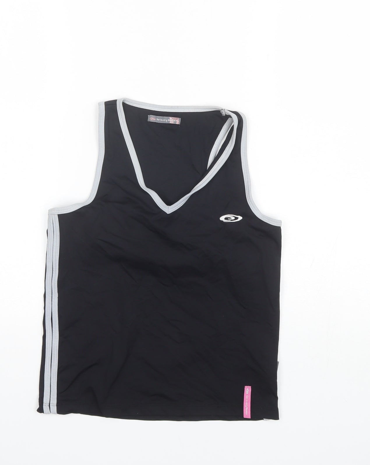 Seriously Women Womens Black  Polyamide Basic Tank Size 14 V-Neck