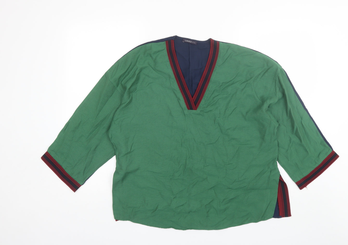 Marks and Spencer Womens Green  Viscose Basic Blouse Size 12 V-Neck
