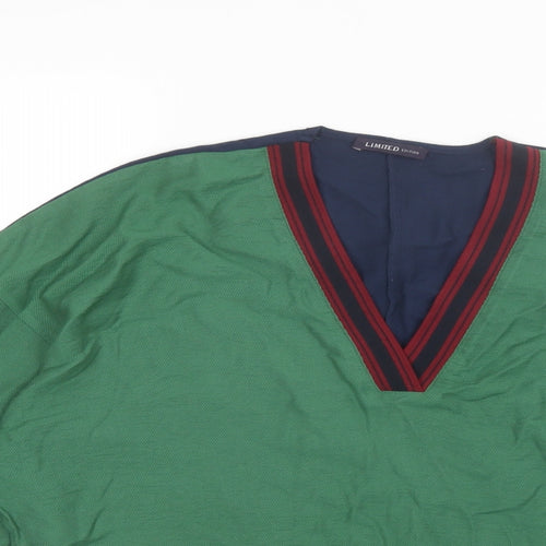 Marks and Spencer Womens Green  Viscose Basic Blouse Size 12 V-Neck
