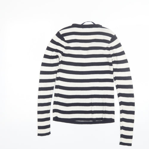 Atmosphere Womens Blue V-Neck Striped Polyester Pullover Jumper Size 12