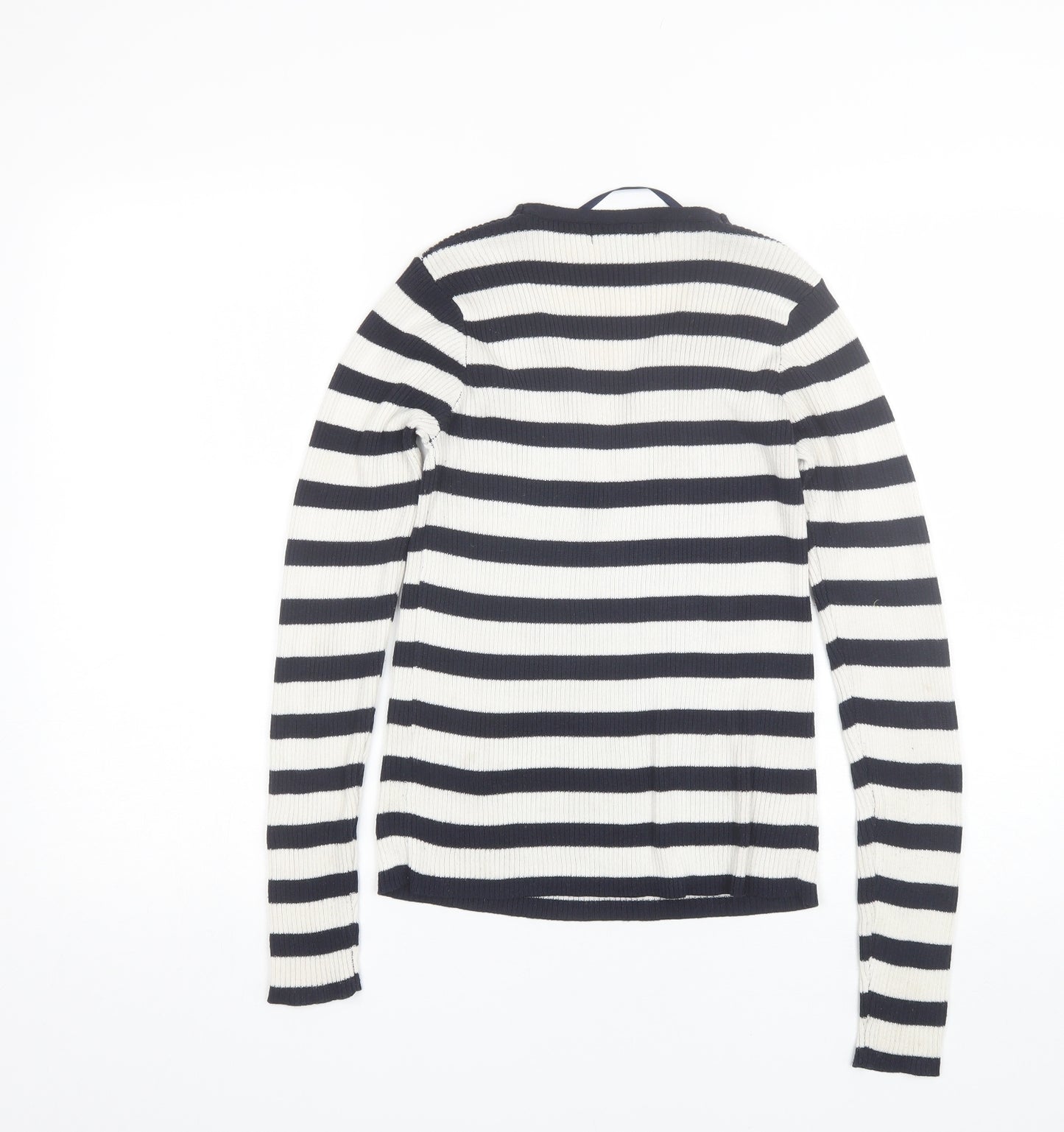 Atmosphere Womens Blue V-Neck Striped Polyester Pullover Jumper Size 12