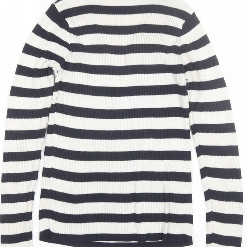 Atmosphere Womens Blue V-Neck Striped Polyester Pullover Jumper Size 12