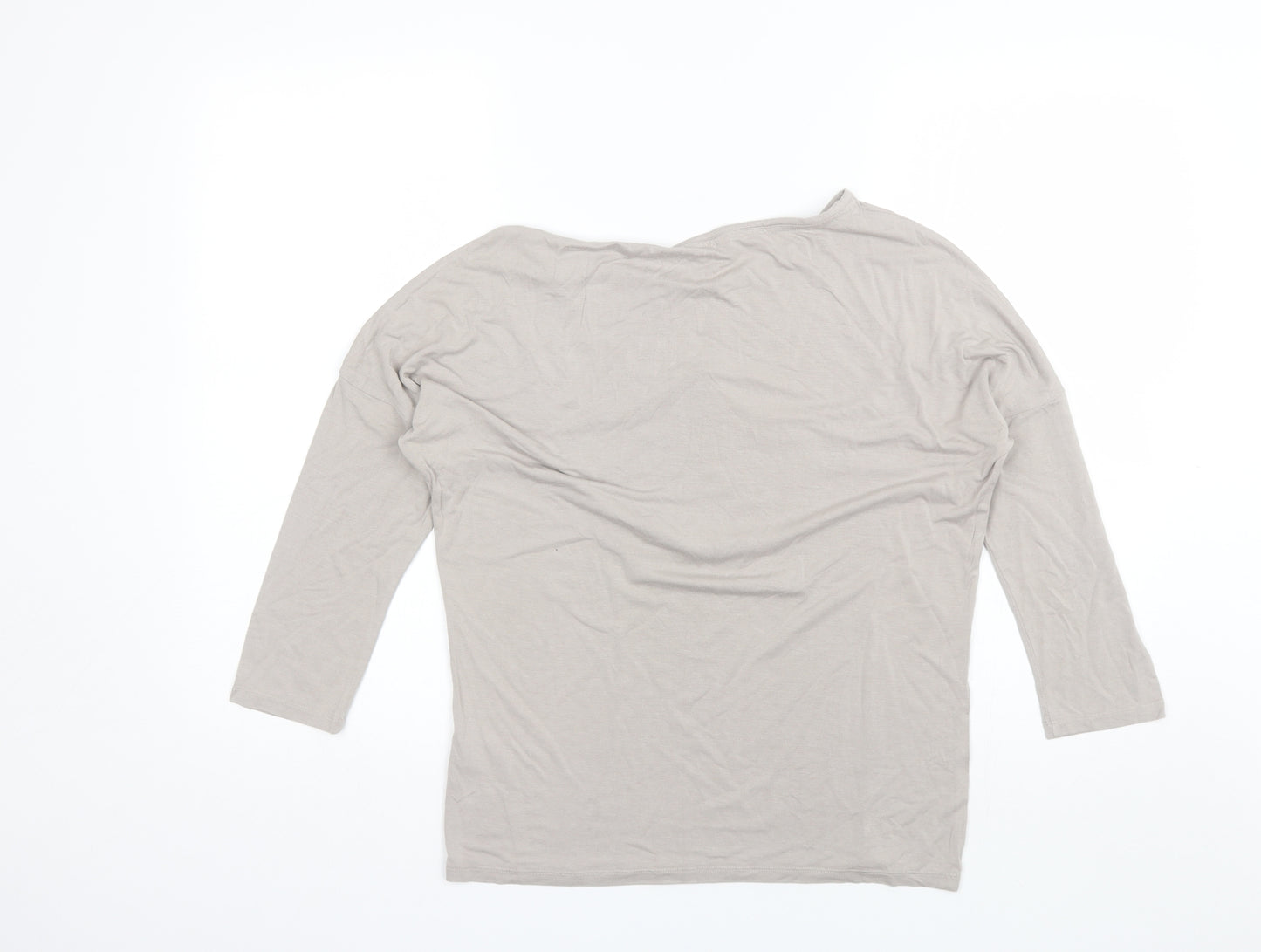 Sonder Studio Womens Beige  Viscose Basic T-Shirt Size 8 Round Neck