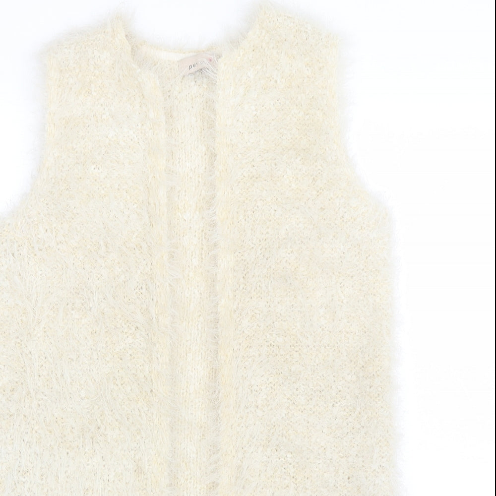 Marks and Spencer Womens Ivory V-Neck  Polyester Cardigan Jumper Size 10