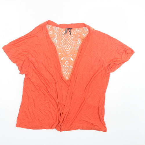 Intuition Womens Orange V-Neck  Viscose Shrug Jumper Size S