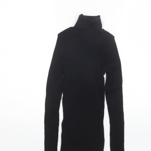 Primark Womens Black Roll Neck  Viscose Pullover Jumper Size 2XS