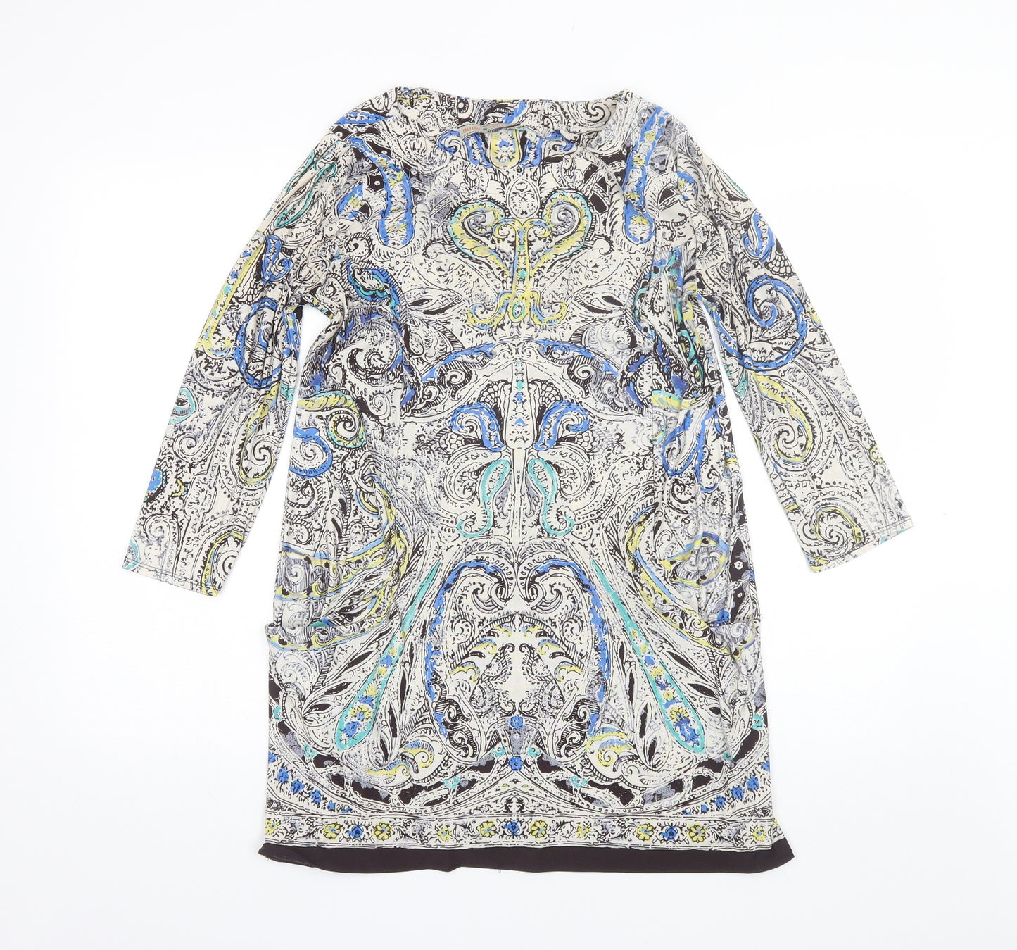 Dorothy Perkins Womens Blue Paisley Polyester Shift  Size 14  Round Neck