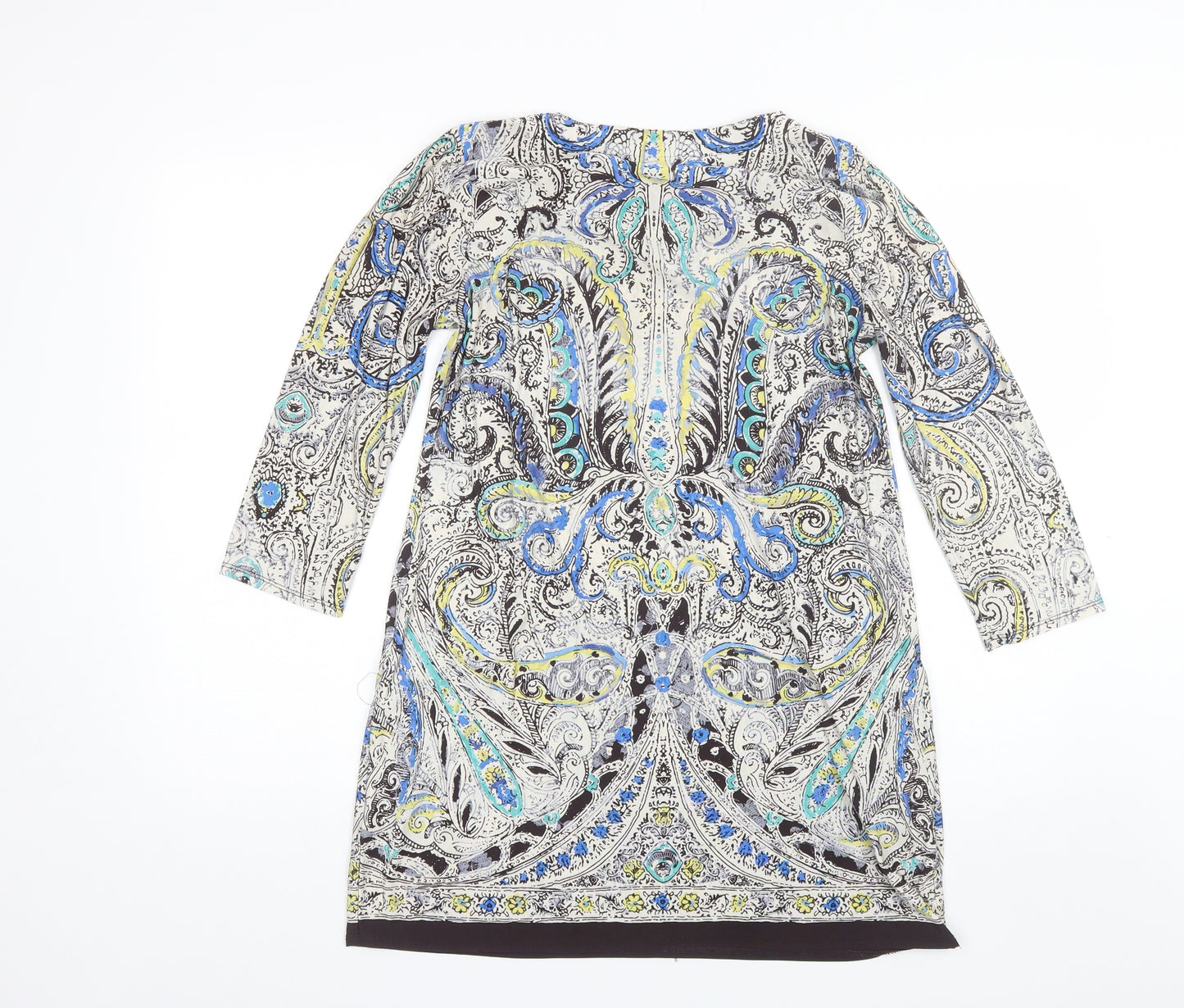 Dorothy Perkins Womens Blue Paisley Polyester Shift  Size 14  Round Neck