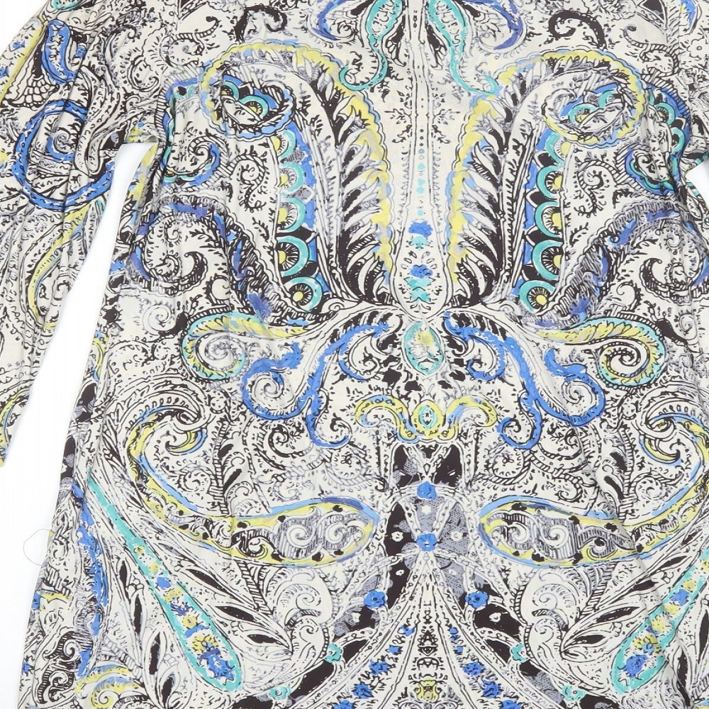 Dorothy Perkins Womens Blue Paisley Polyester Shift  Size 14  Round Neck