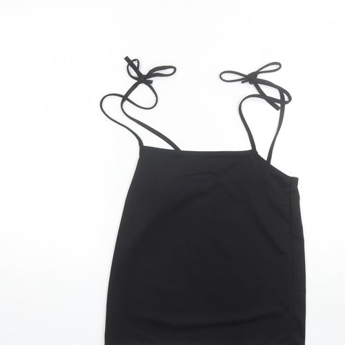 PRETTYLITTLETHING Womens Black  Polyester Camisole Blouse Size 10 Round Neck