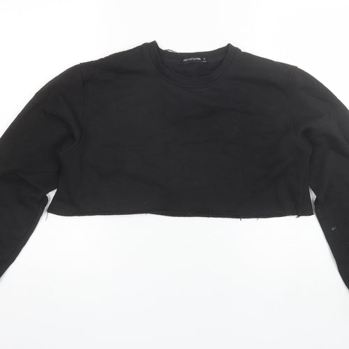 PRETTYLITTLETHING Womens Black Round Neck  Cotton Pullover Jumper Size M   - Cropped