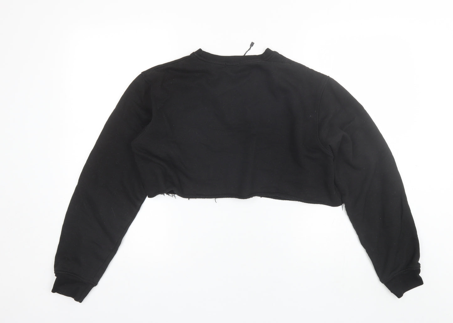 PRETTYLITTLETHING Womens Black Round Neck  Cotton Pullover Jumper Size M   - Cropped