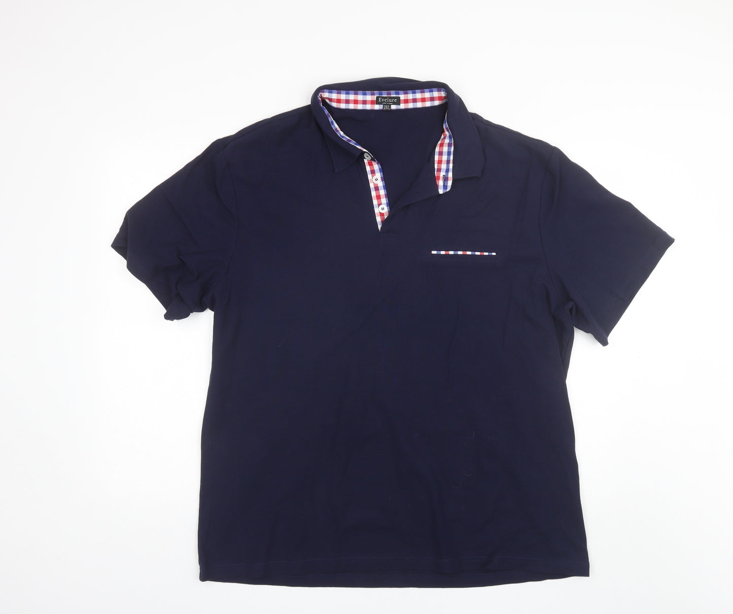 Evelure Mens Blue  Cotton  Polo Size 2XL Collared