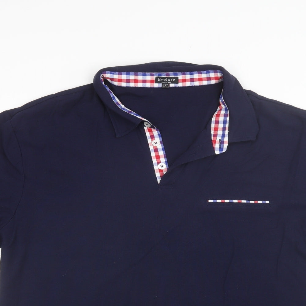 Evelure Mens Blue  Cotton  Polo Size 2XL Collared