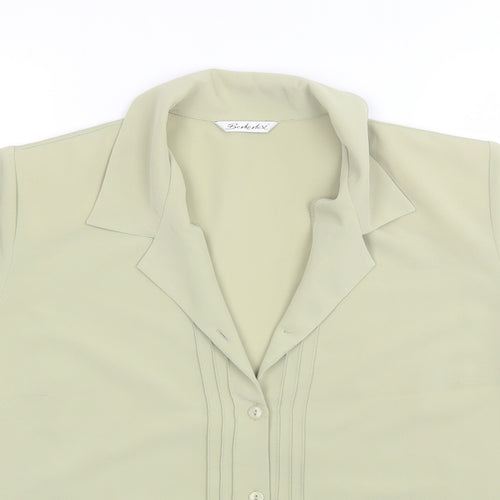 Berkertex Womens Green  Polyester Basic Button-Up Size 16 Collared