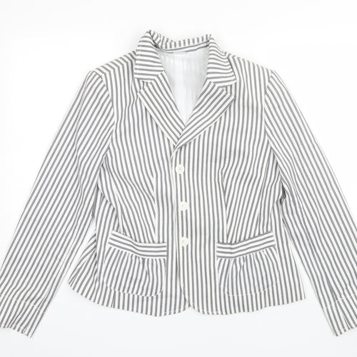 Damart Womens Grey Striped  Jacket Blazer Size 16