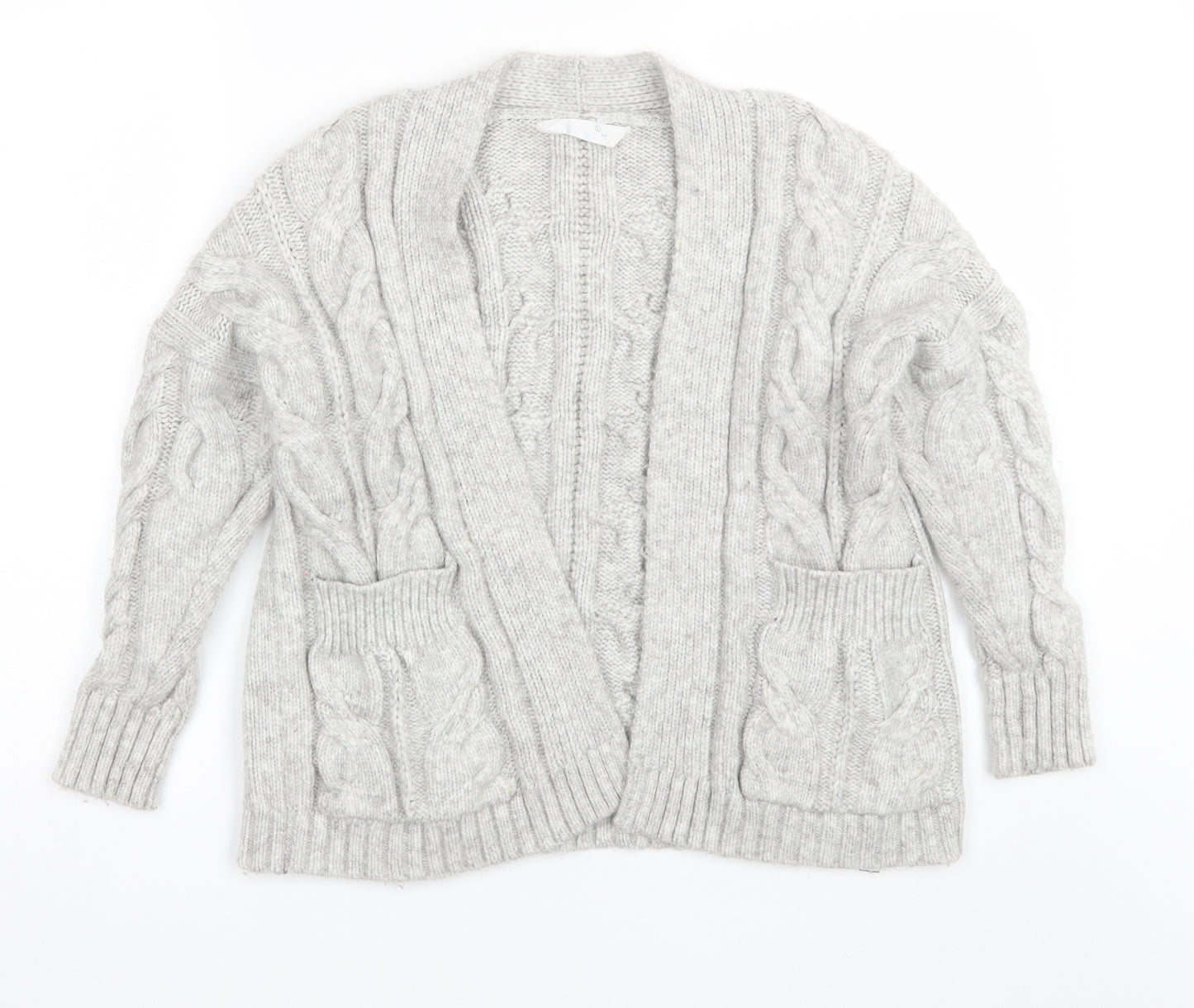 Primark Womens Grey V-Neck  Acrylic Cardigan Jumper Size L