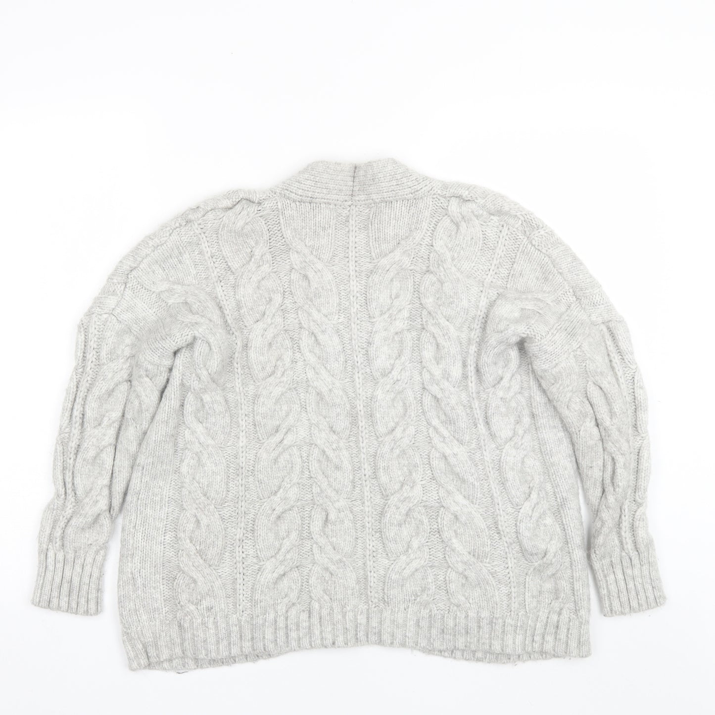 Primark Womens Grey V-Neck  Acrylic Cardigan Jumper Size L