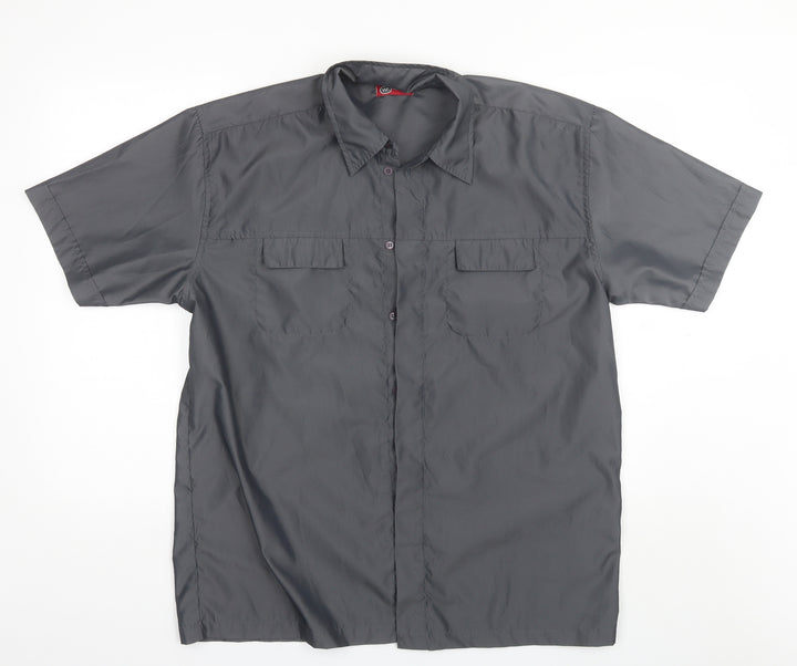 Whispering Smith Mens Grey Polyester Button-Up Size XL Collared