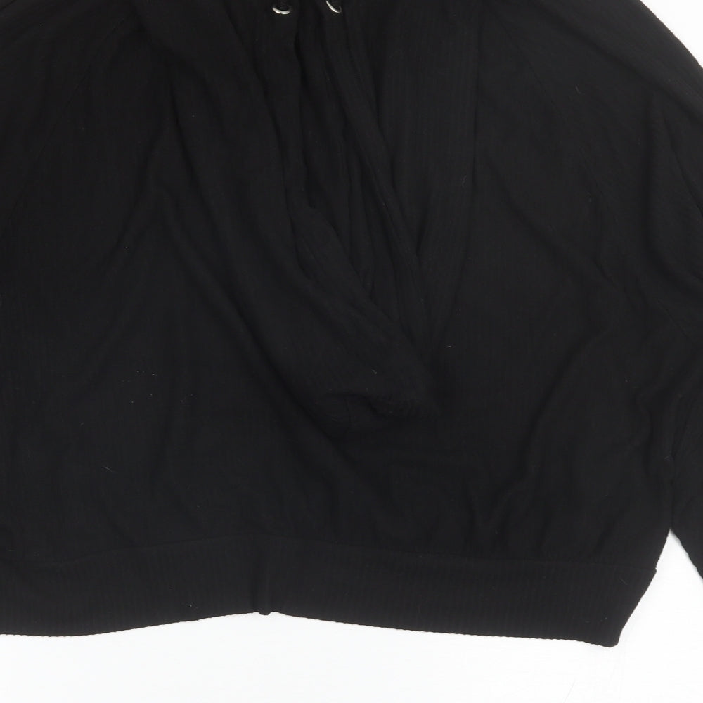 ASOS Womens Black  Cotton Blend Pullover Hoodie Size 14