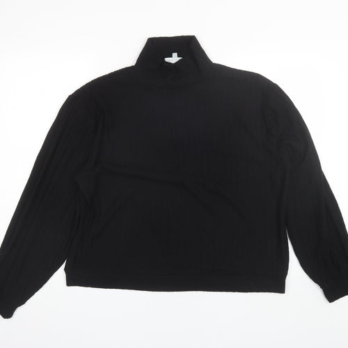 Loungable Womens Black Mock Neck  Polyester Pullover Jumper Size 14
