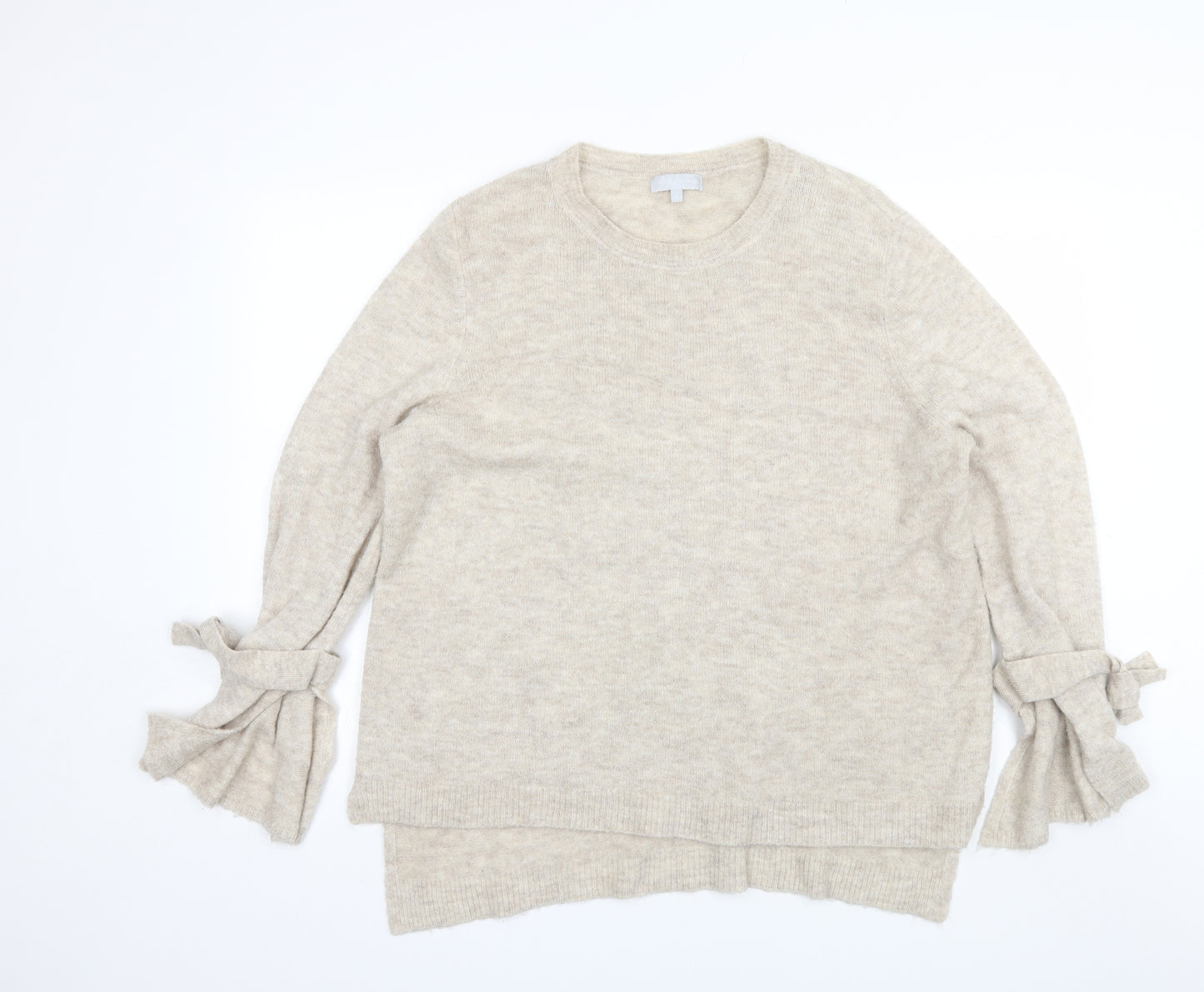 Red Herring Womens Beige Round Neck  Acrylic Pullover Jumper Size 16