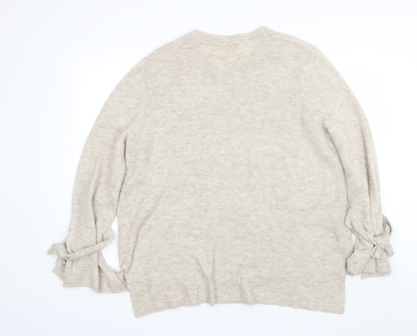 Red Herring Womens Beige Round Neck  Acrylic Pullover Jumper Size 16