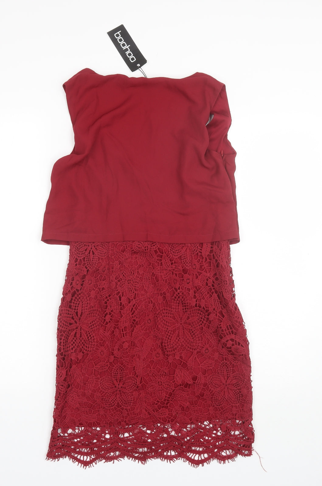 Boohoo Womens Red  Polyester Shift  Size 8  V-Neck