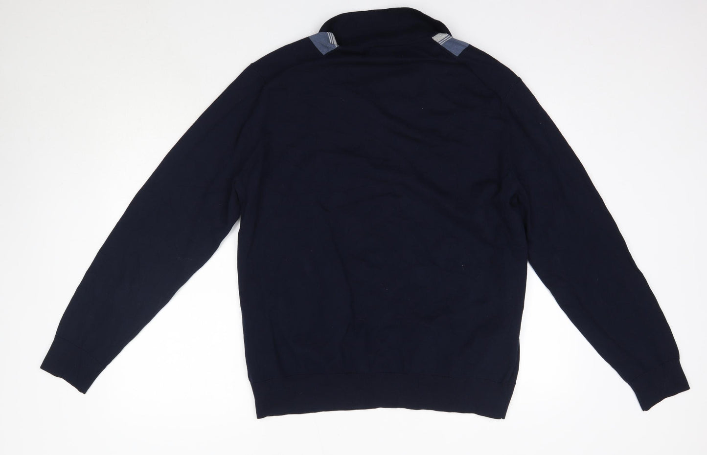 M&S Mens Blue Collared  Cotton Pullover Jumper Size XL