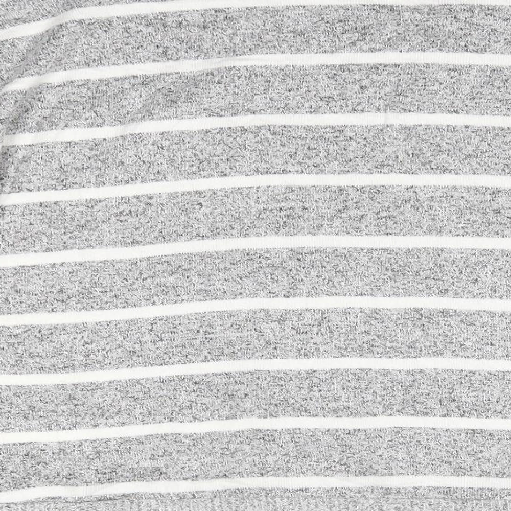 M&S Womens Grey Round Neck Striped Viscose Pullover Jumper Size 12   - The Lounge Edit