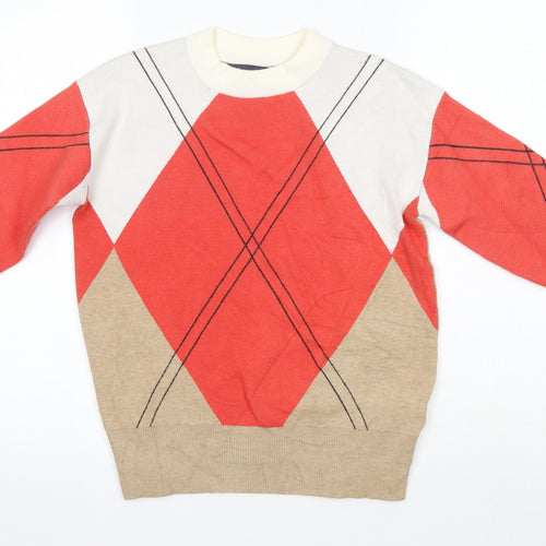 M&S Mens Multicoloured Crew Neck  Viscose Pullover Jumper Size XS