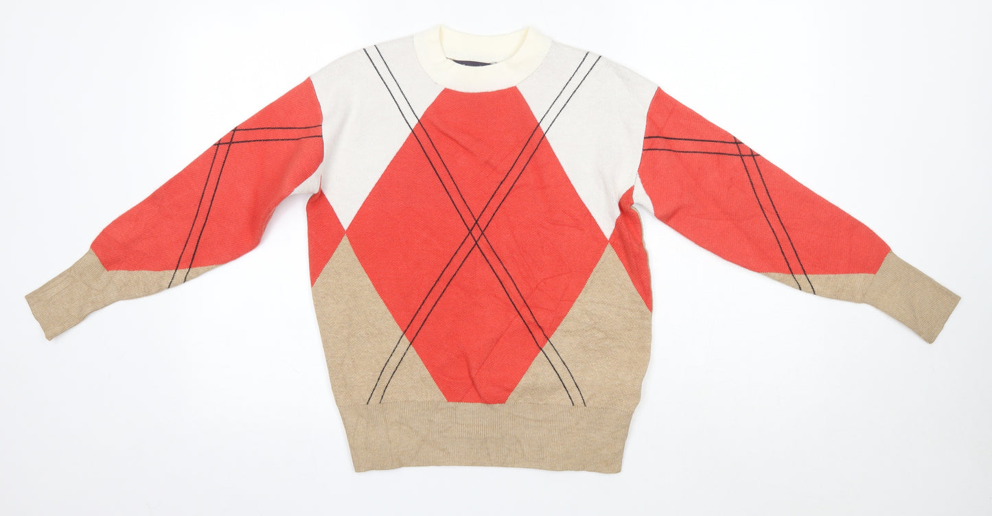 M&S Mens Multicoloured Crew Neck  Viscose Pullover Jumper Size XS