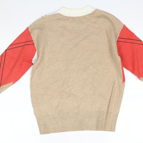 M&S Mens Multicoloured Crew Neck  Viscose Pullover Jumper Size XS
