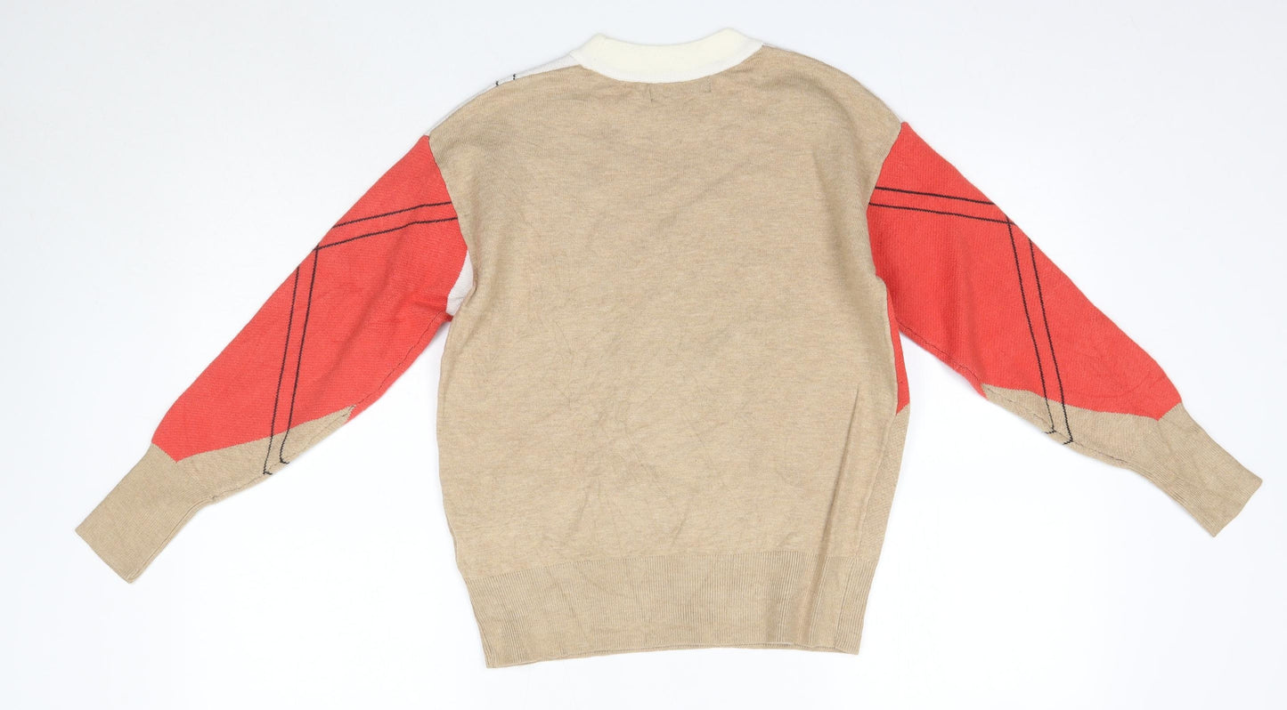 M&S Mens Multicoloured Crew Neck  Viscose Pullover Jumper Size XS