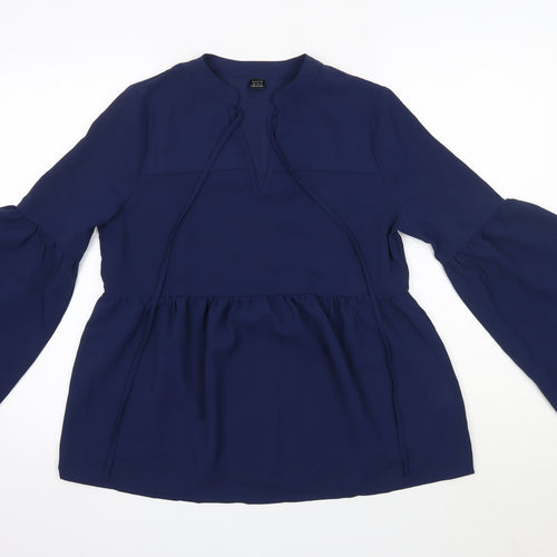 SheIn Womens Blue  Polyester Basic Blouse Size XS Round Neck