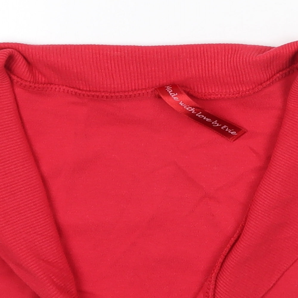 Evie Womens Red  100% Cotton Basic Blouse Size 10 V-Neck
