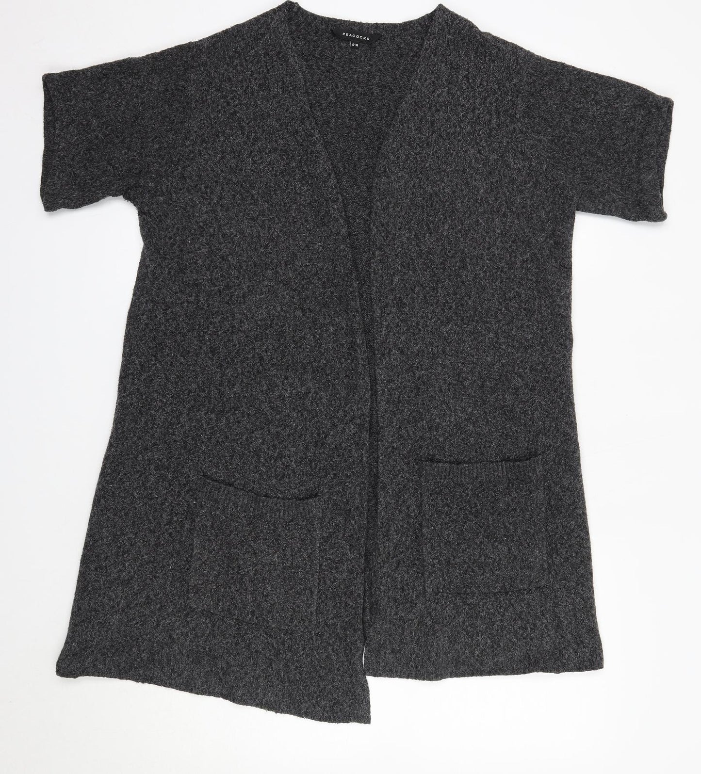 Peacocks Womens Grey V-Neck  Polyester Cardigan Jumper Size S