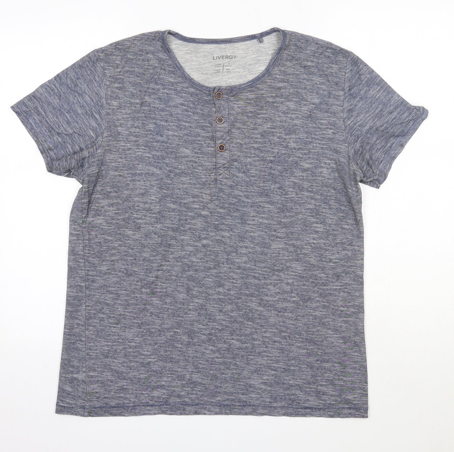 Livergy Mens Blue  Cotton  T-Shirt Size M Round Neck