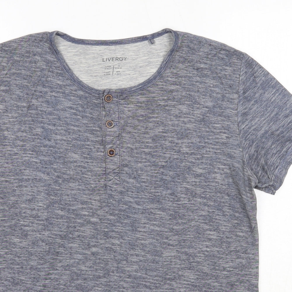 Livergy Mens Blue  Cotton  T-Shirt Size M Round Neck