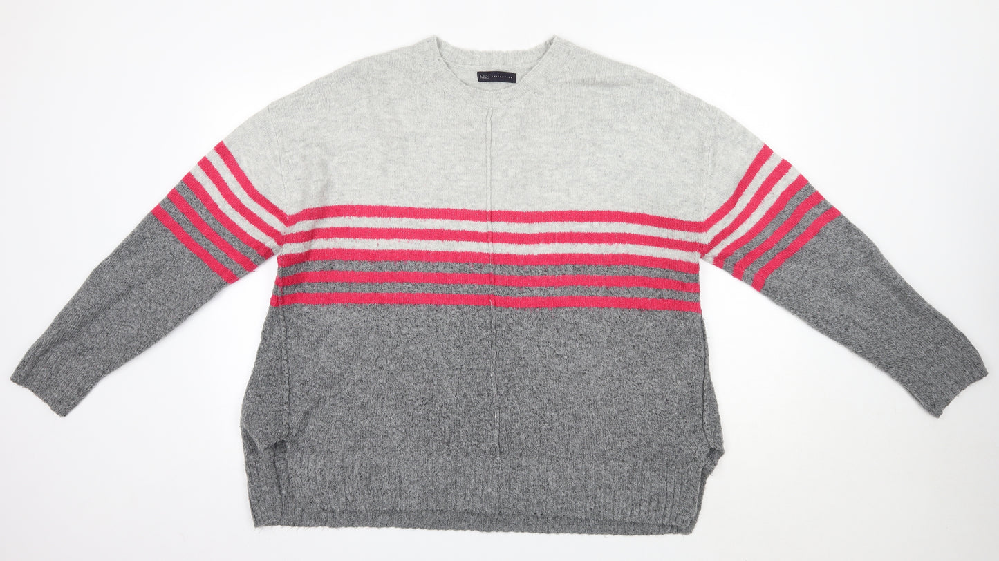 M&S Womens Multicoloured Round Neck  Acrylic Pullover Jumper Size XL