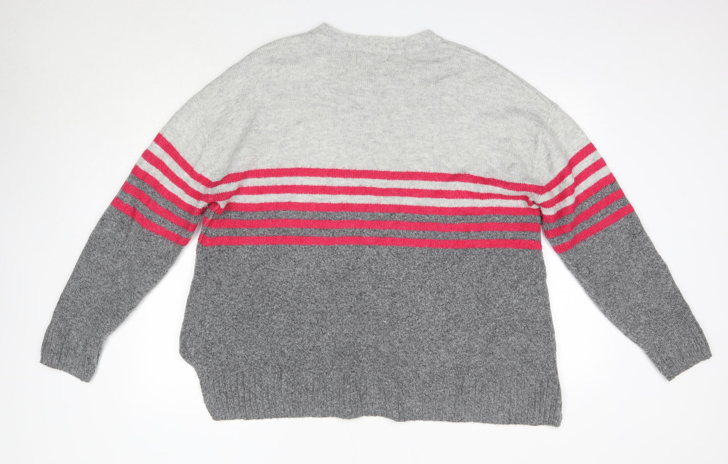 M&S Womens Multicoloured Round Neck  Acrylic Pullover Jumper Size XL