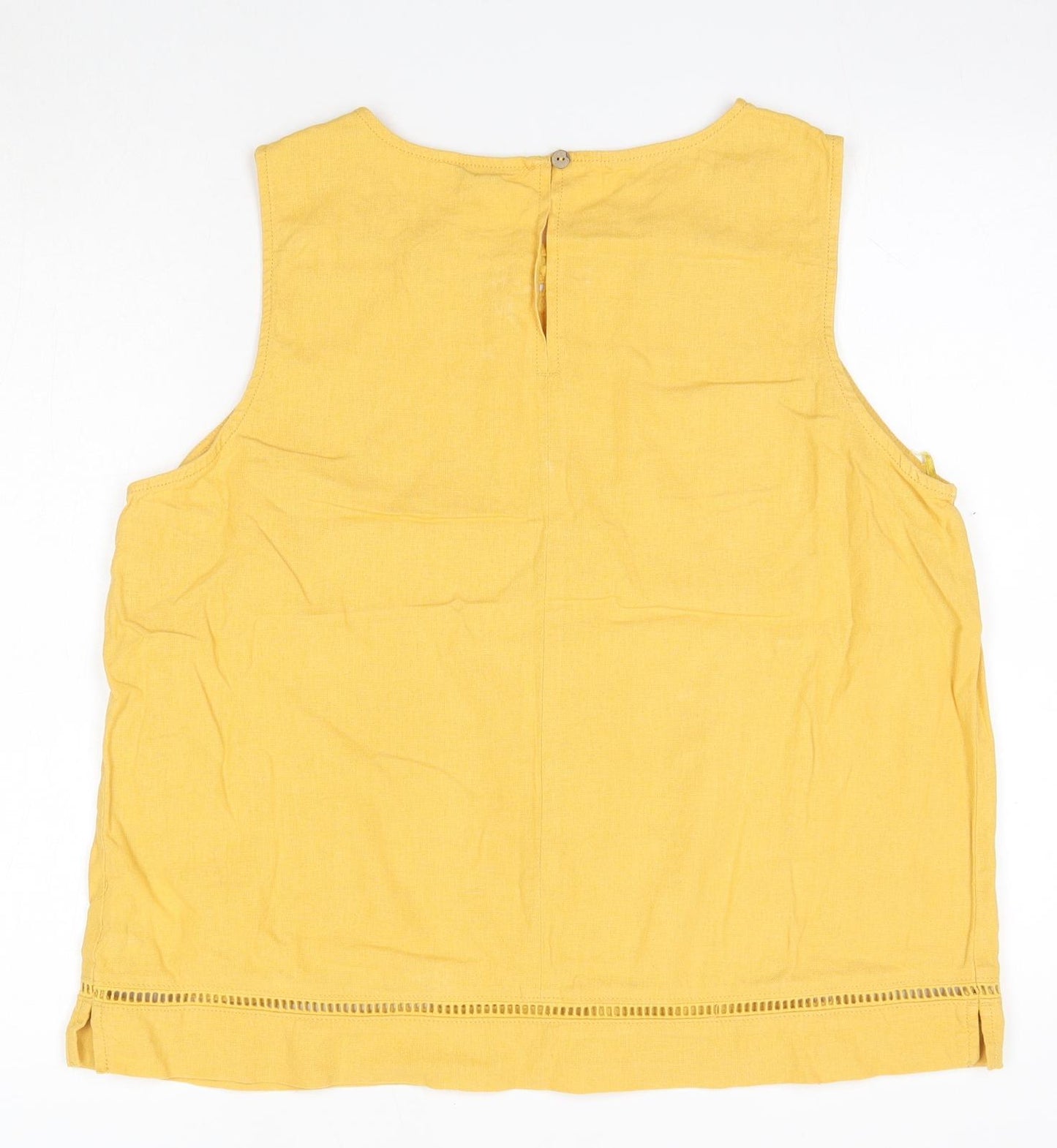 Matalan Womens Yellow  Linen Basic Blouse Size 16 Round Neck
