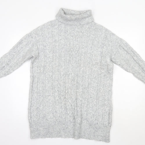 Matalan Womens Grey Roll Neck  Acrylic Pullover Jumper Size S